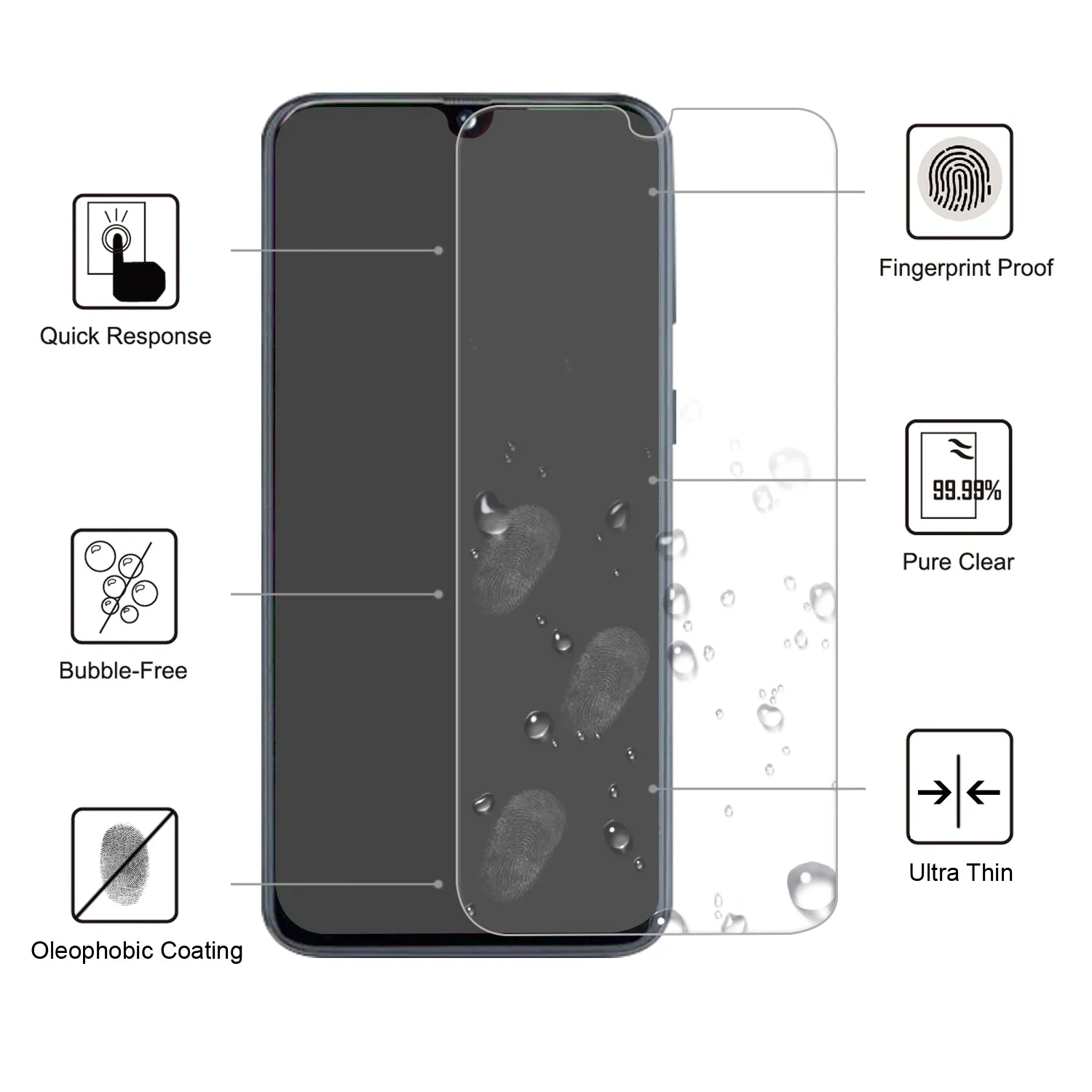 0.25mm Arc Edge 9H Tempered Glass Shield Anti-explosion for Samsung Galaxy A70