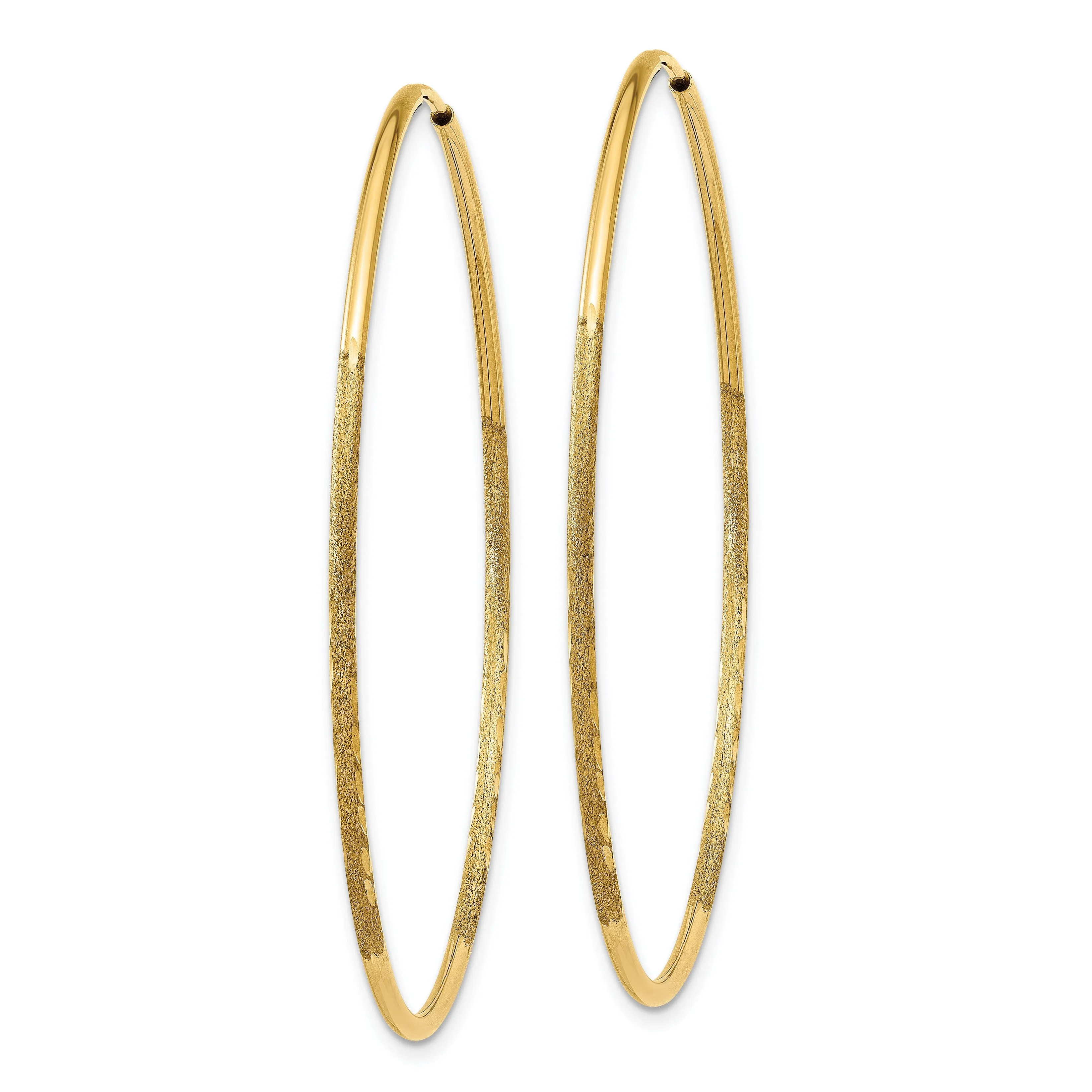 14k Yellow Gold Satin D.C Endless Hoops 1.25mm x 46mm