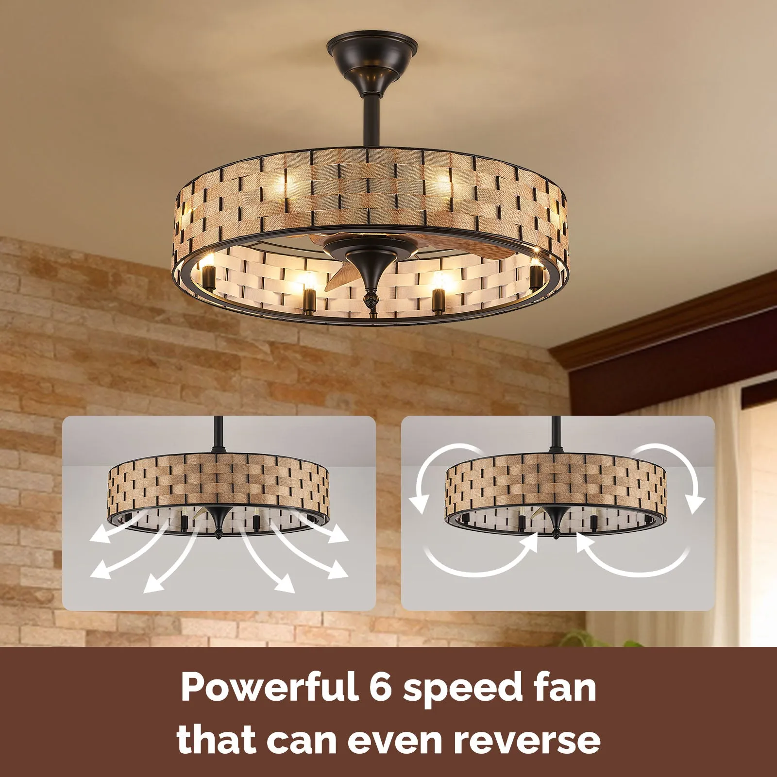 24" Orison Bedroom Ceiling Fan with Lights Including Light Kit, with APP/Remote Control