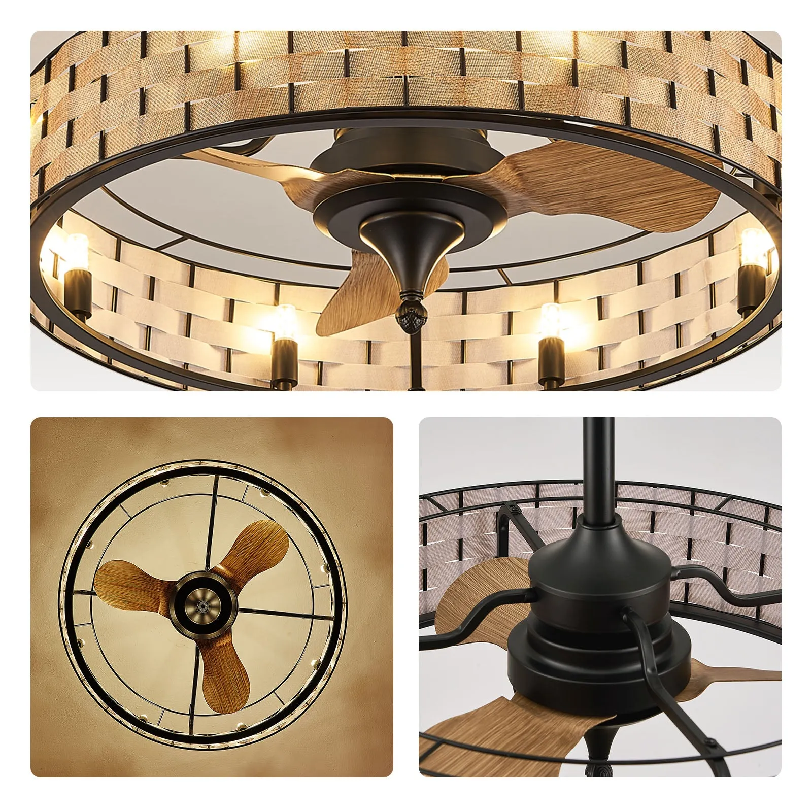 24" Orison Bedroom Ceiling Fan with Lights Including Light Kit, with APP/Remote Control