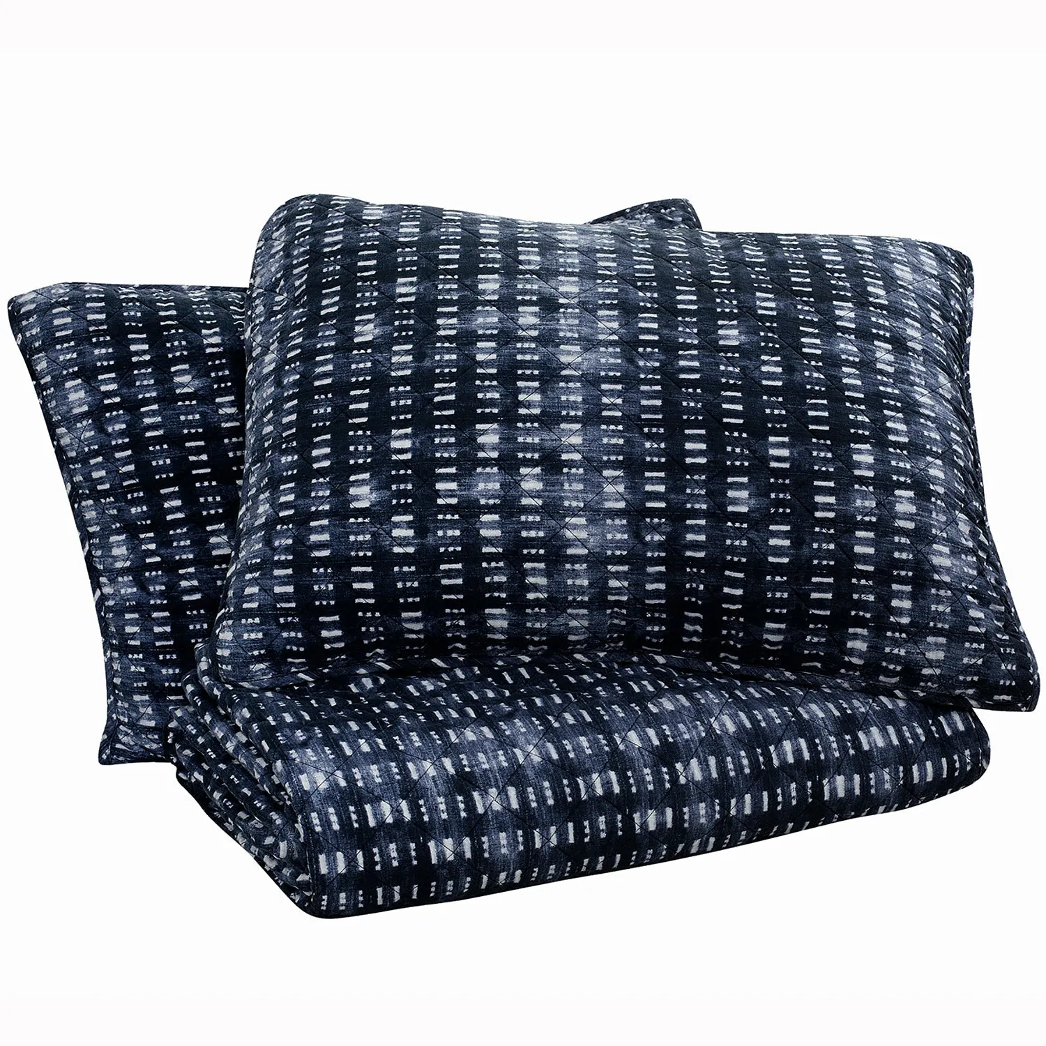 3-Piece: Global Indigo Mudcloth Cotton Quilt Set