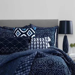 3-Piece: Global Indigo Mudcloth Cotton Quilt Set