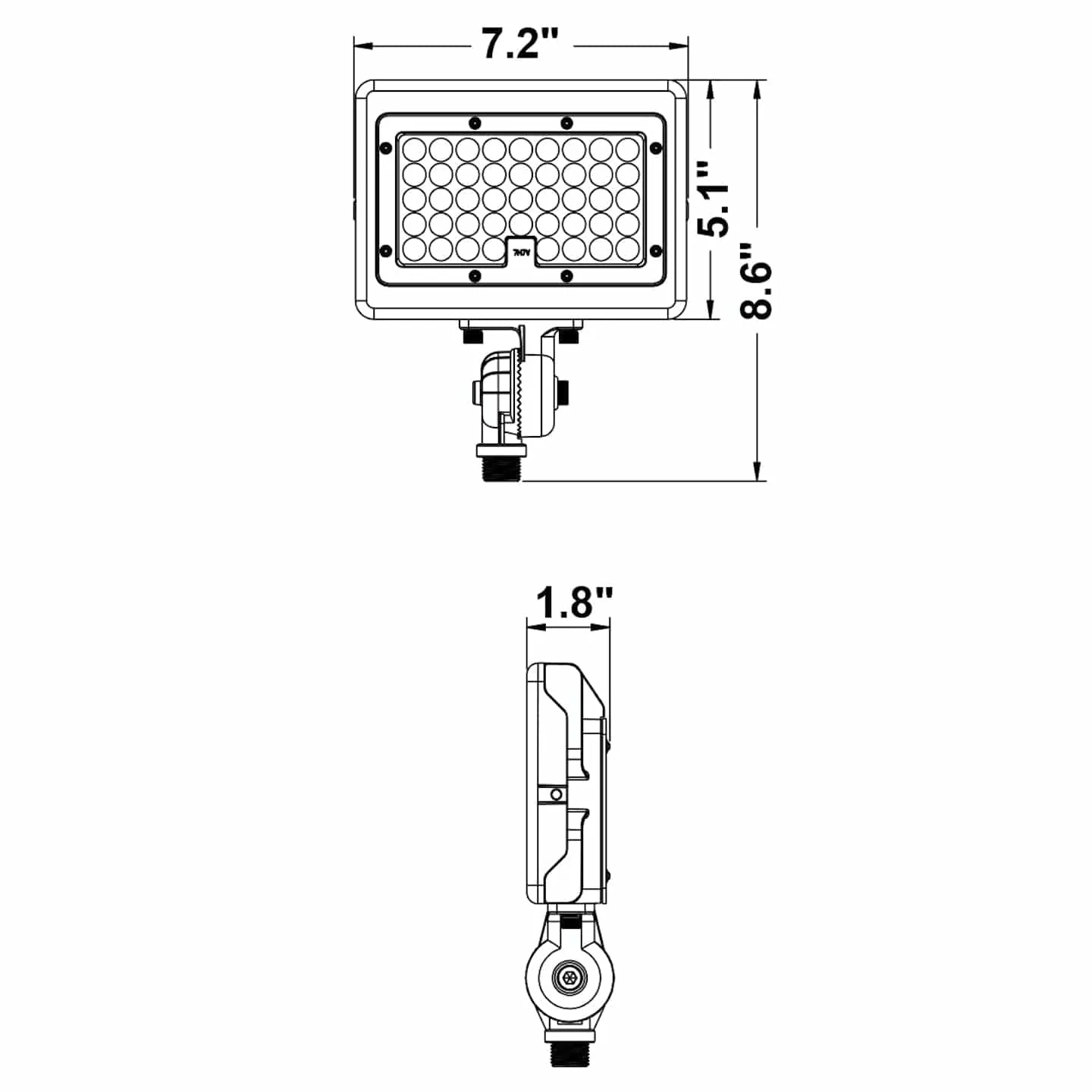 30W/15W Mini LED Area Flood Light - 30K/40K/50K - 1/2'' NPT Thread - 120-277VAC - Photocell - White