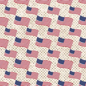 4th of July Flags on Dots Fabric