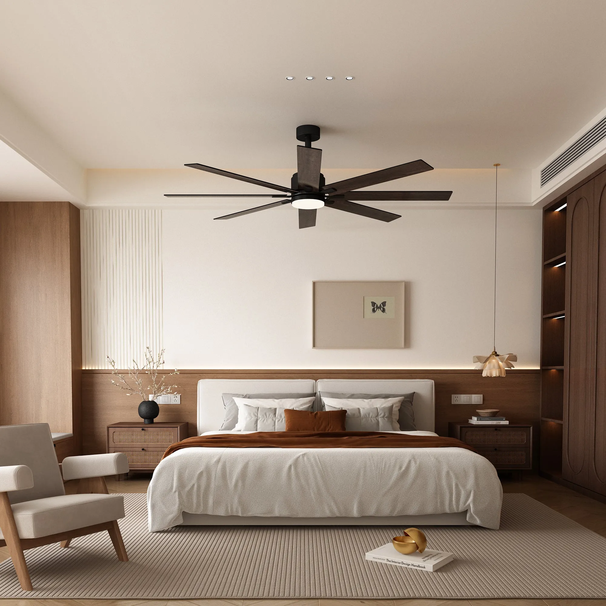 72-Inch Ceiling Fan with Dual-Tone Blades and 3-Color LED Light