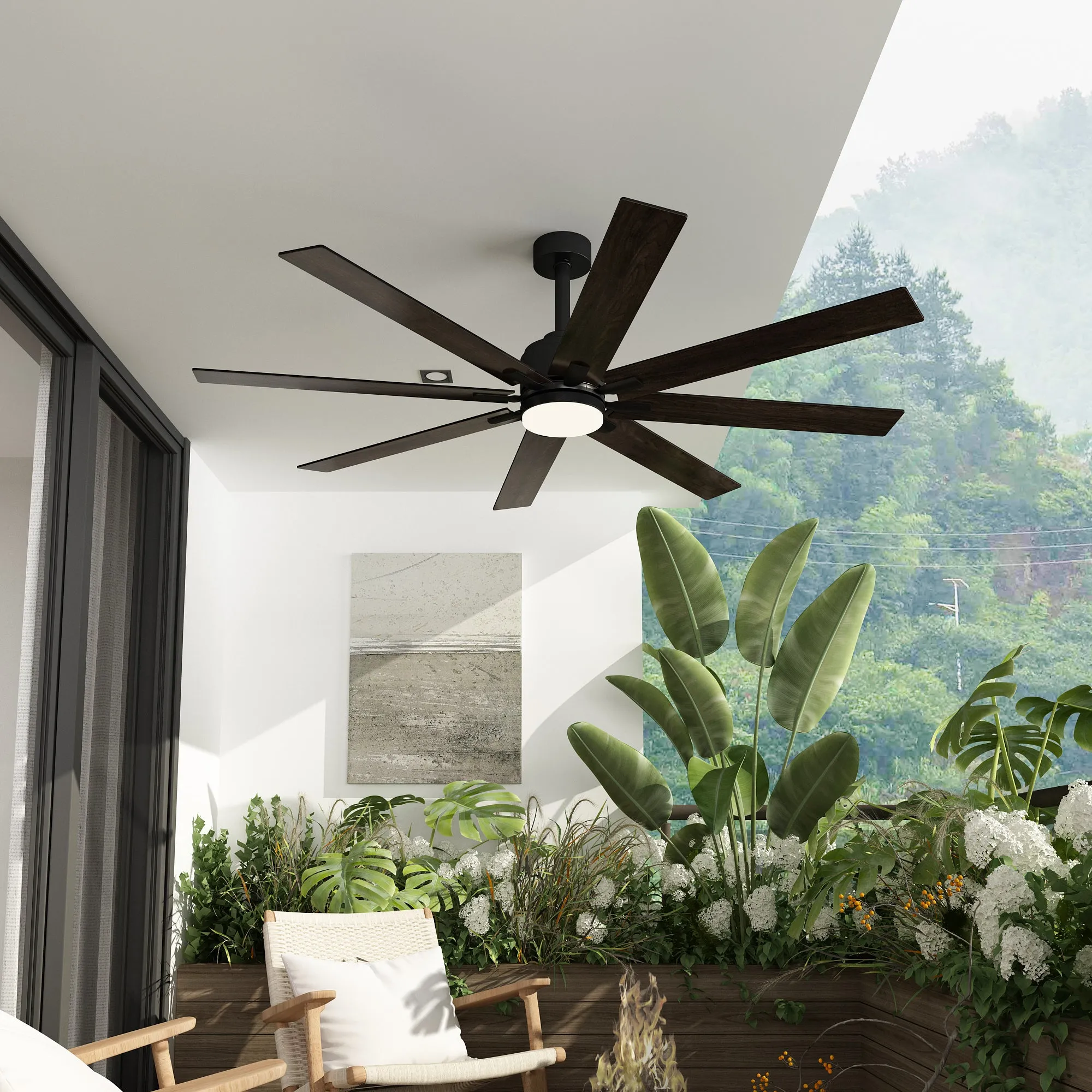 72-Inch Ceiling Fan with Dual-Tone Blades and 3-Color LED Light