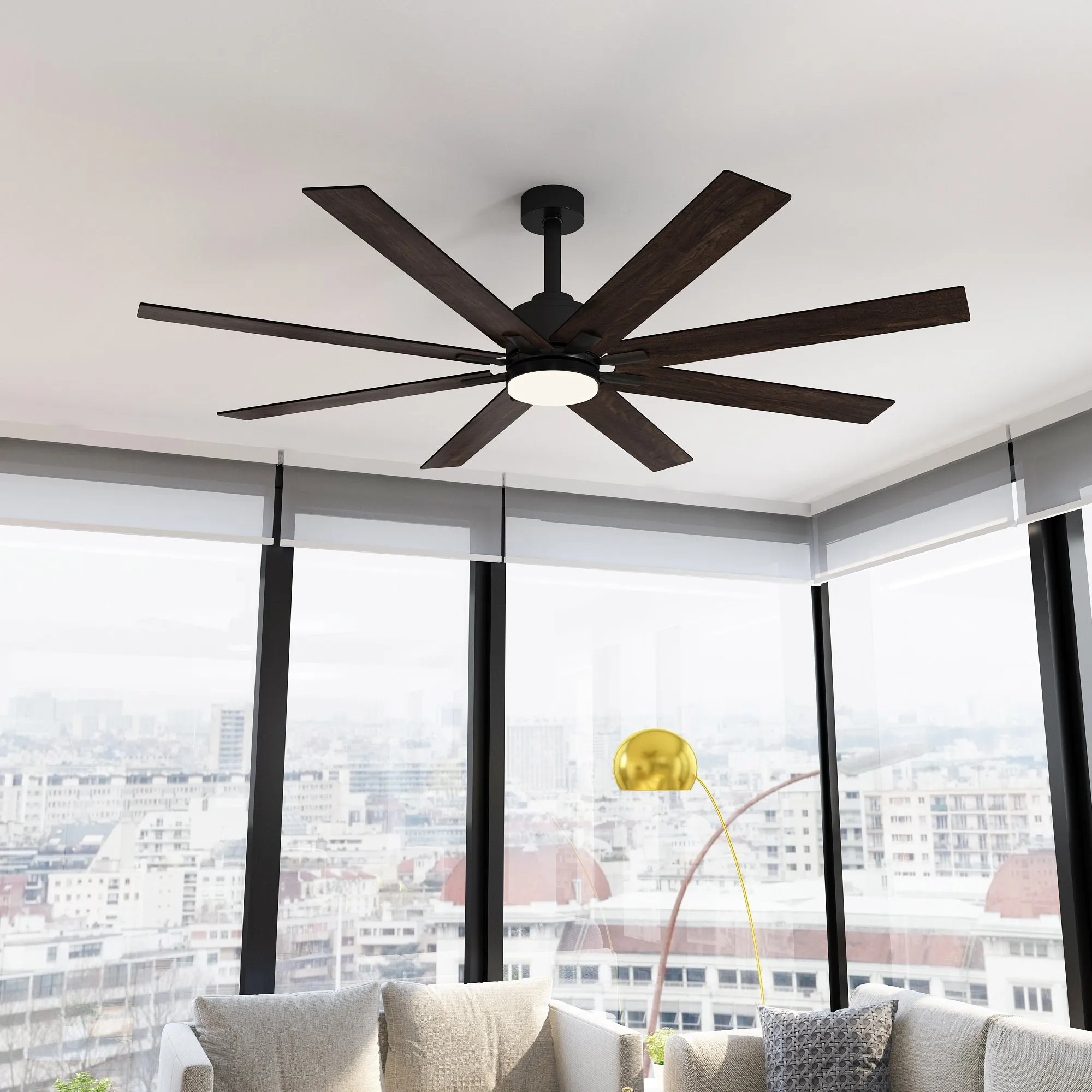 72-Inch Ceiling Fan with Dual-Tone Blades and 3-Color LED Light