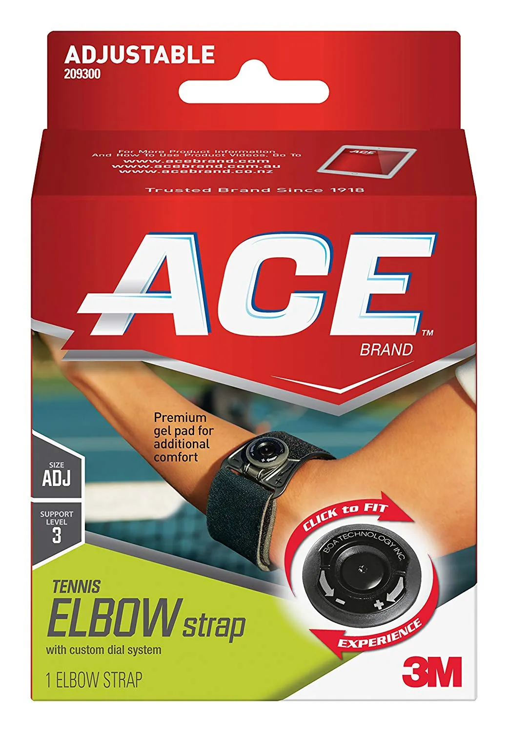 ACE 209300 Custom Dial Elbow Strap, Box of 12