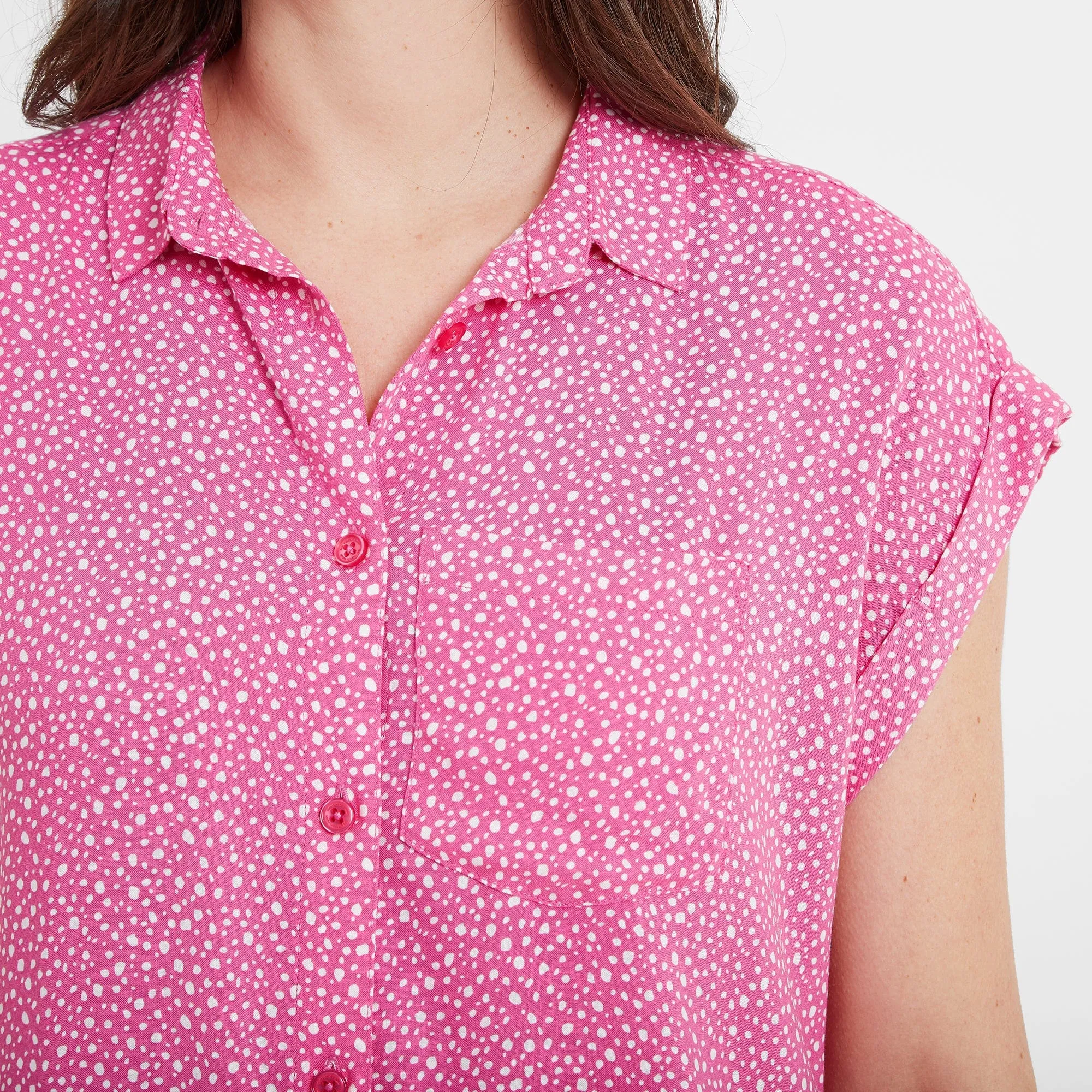 Alston Womens Shoer Short Sleeve Shirt - Bubblegum Pink Pebble Print