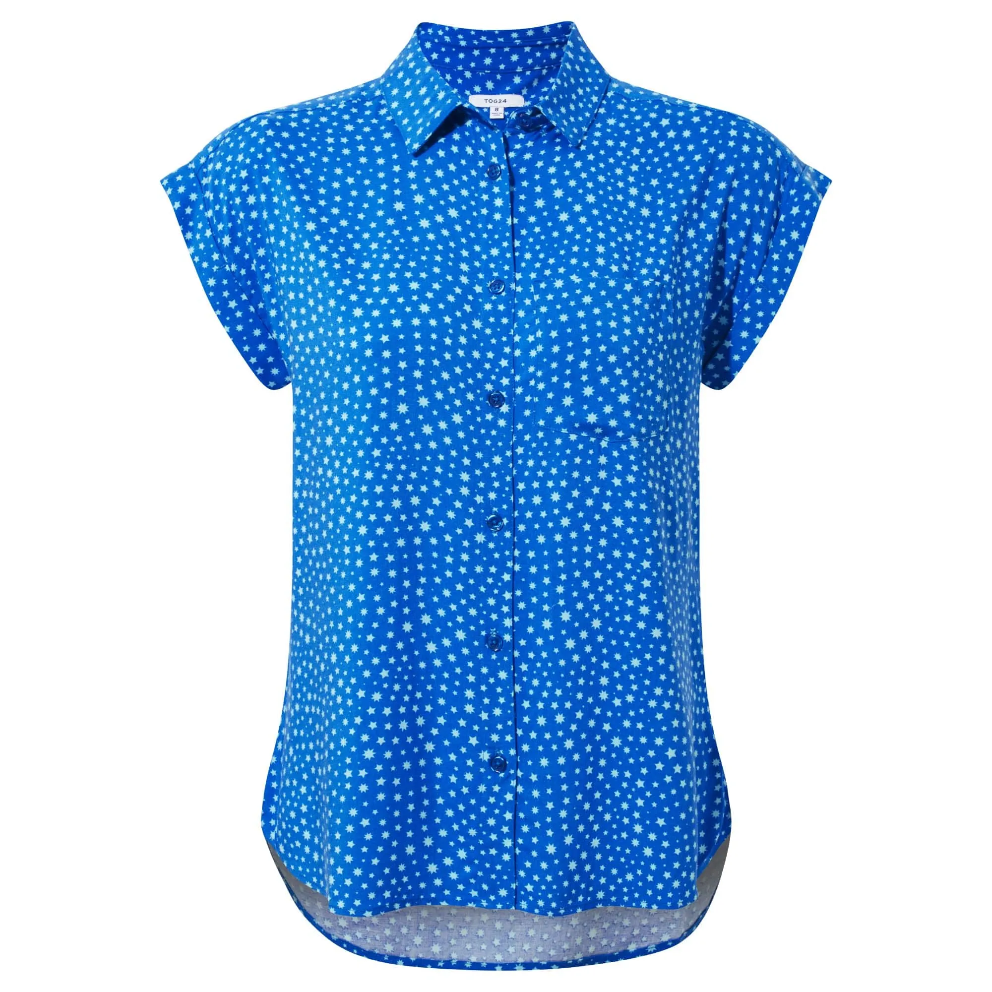 Alston Womens Shoer Short Sleeve Shirt - Mykonos Blue Star Print