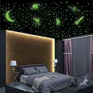 Bharat Secure Web Night Glow in The Dark, Star Astronomy Moon Wall Stickers with Pack of 201 Stars Big and Small (Radium Stickers)