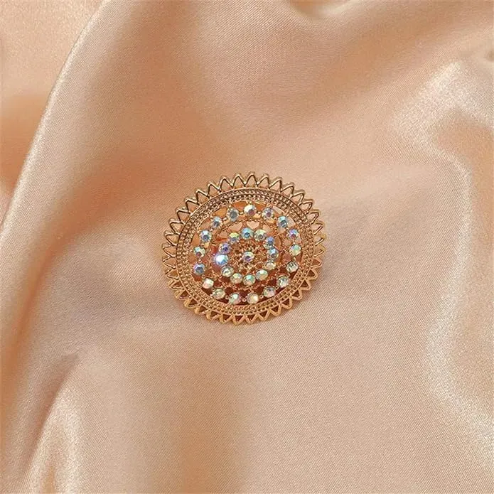 Boho Vintage Big Round Statement Gold Plated Ring - Set Of 1