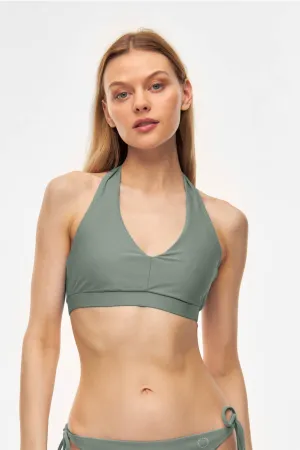 Bukit Halterneck Bikini Top Army