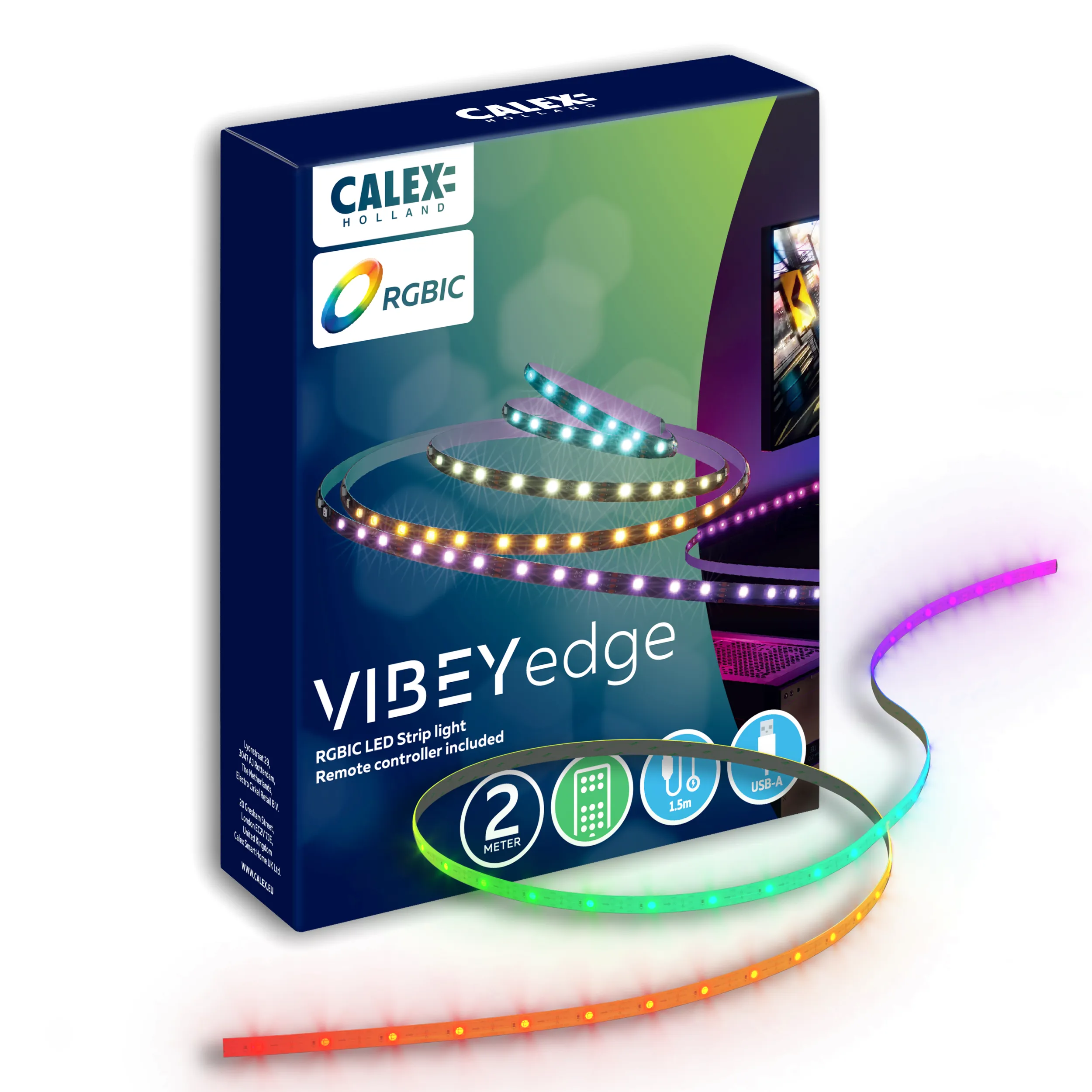 Calex Vibey LED Strip USB - 2M - RGBIC   CCT