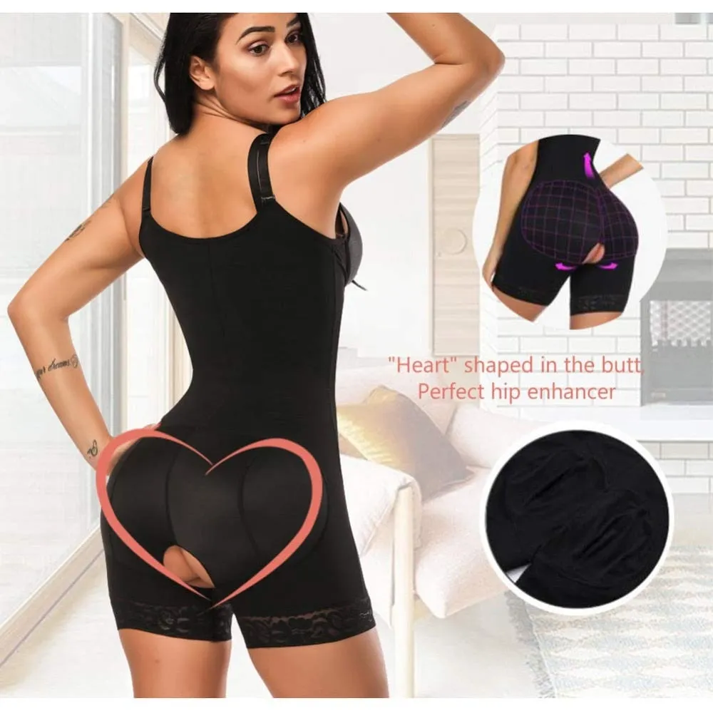 Clip and Zip Waist Lace Shaper Corset Control Shapewear Butt Lifter Strap Body Shaper Underwear Bodysuit Women