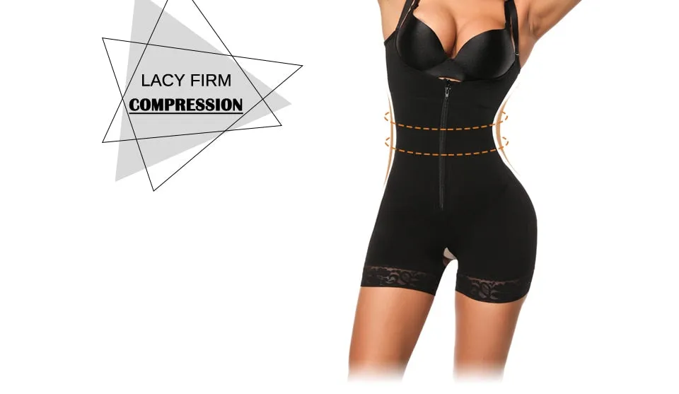 Clip and Zip Waist Lace Shaper Corset Control Shapewear Butt Lifter Strap Body Shaper Underwear Bodysuit Women