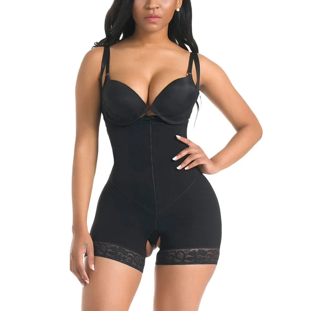 Clip and Zip Waist Lace Shaper Corset Control Shapewear Butt Lifter Strap Body Shaper Underwear Bodysuit Women