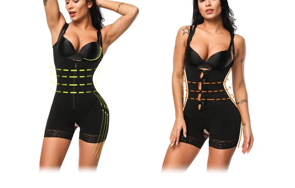 Clip and Zip Waist Lace Shaper Corset Control Shapewear Butt Lifter Strap Body Shaper Underwear Bodysuit Women