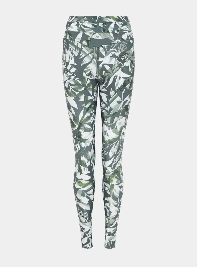 Cycad Recycled-Fabric Performance Leggings - Leaf Print