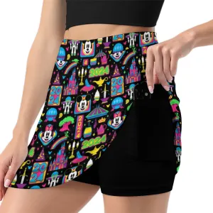 Disney 2024 Dark Athletic A-Line Skirt With Pocket Solid Shorts