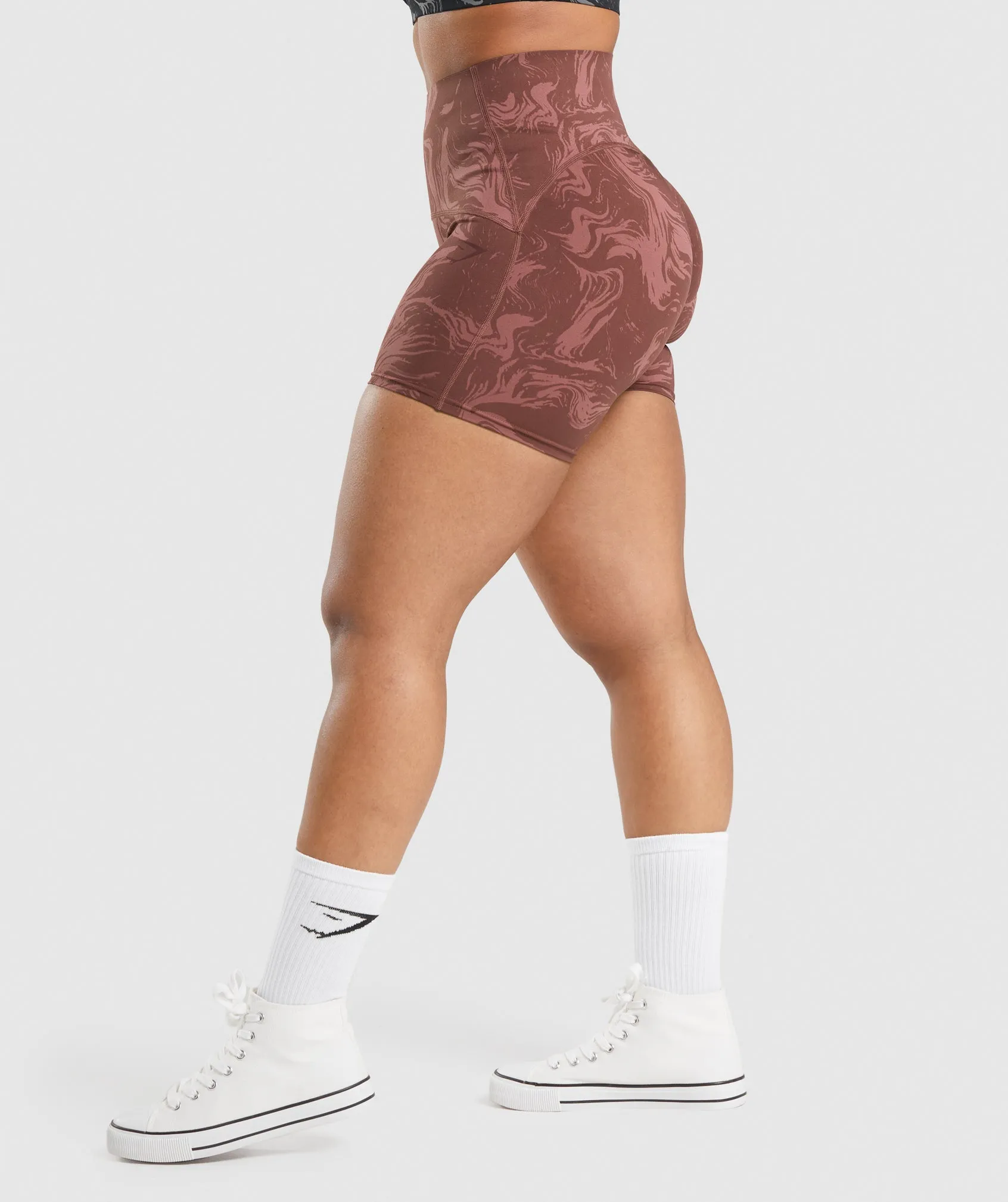 GS Power High Rise Shorts - Cherry Brown Print