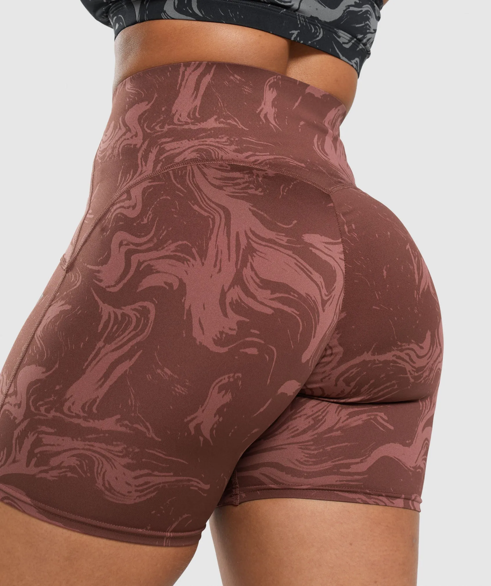 GS Power High Rise Shorts - Cherry Brown Print