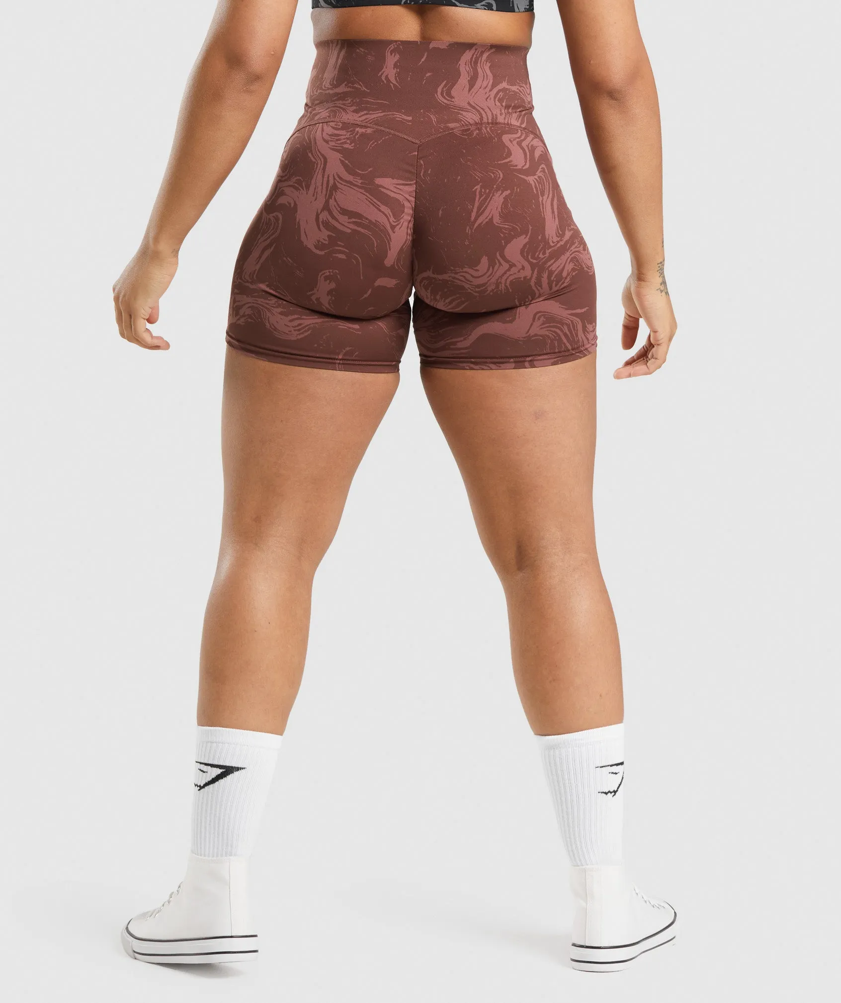 GS Power High Rise Shorts - Cherry Brown Print