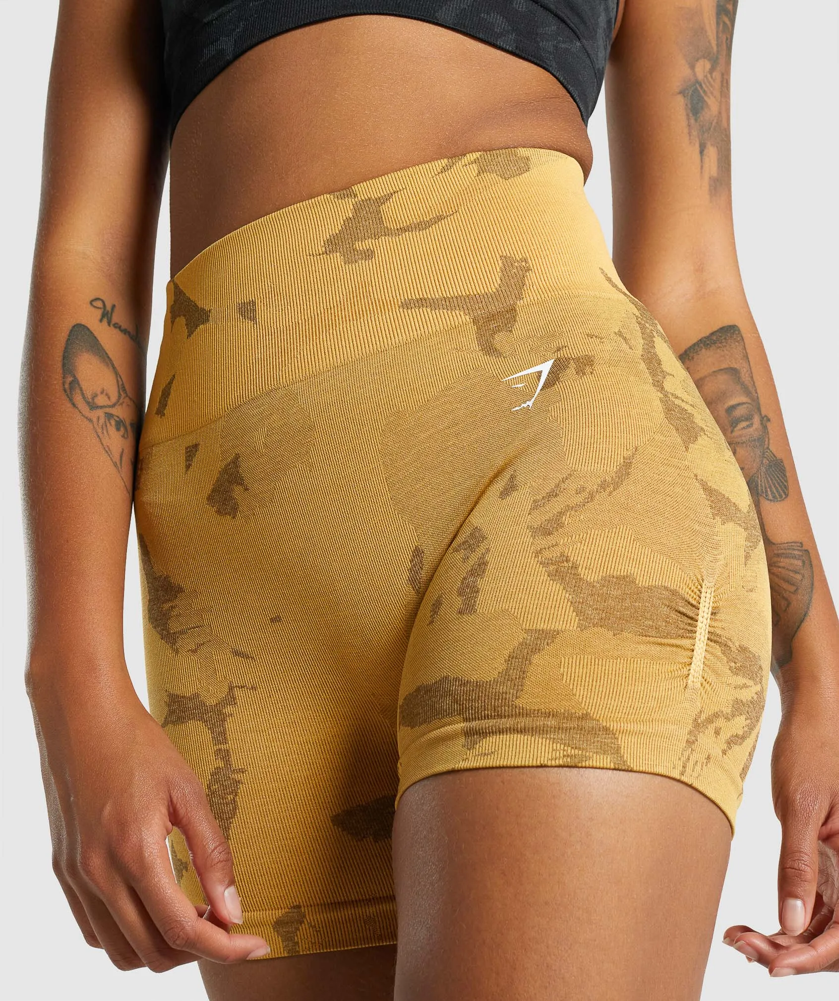 Gymshark Adapt Camo Seamless Shorts - Savanna | Yellow