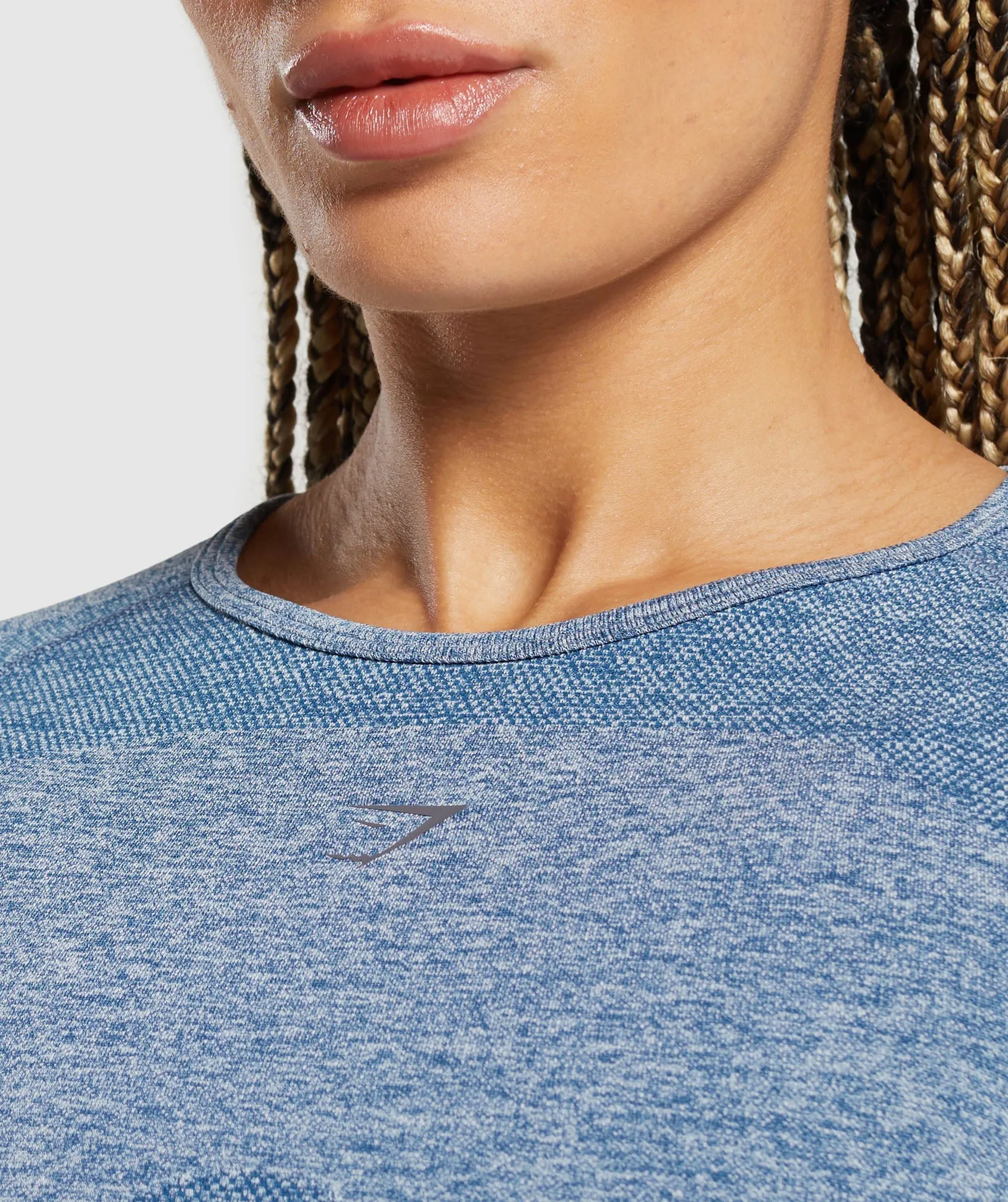 Gymshark Flex Long Sleeve Crop Top - Faded Blue/Pitch Grey