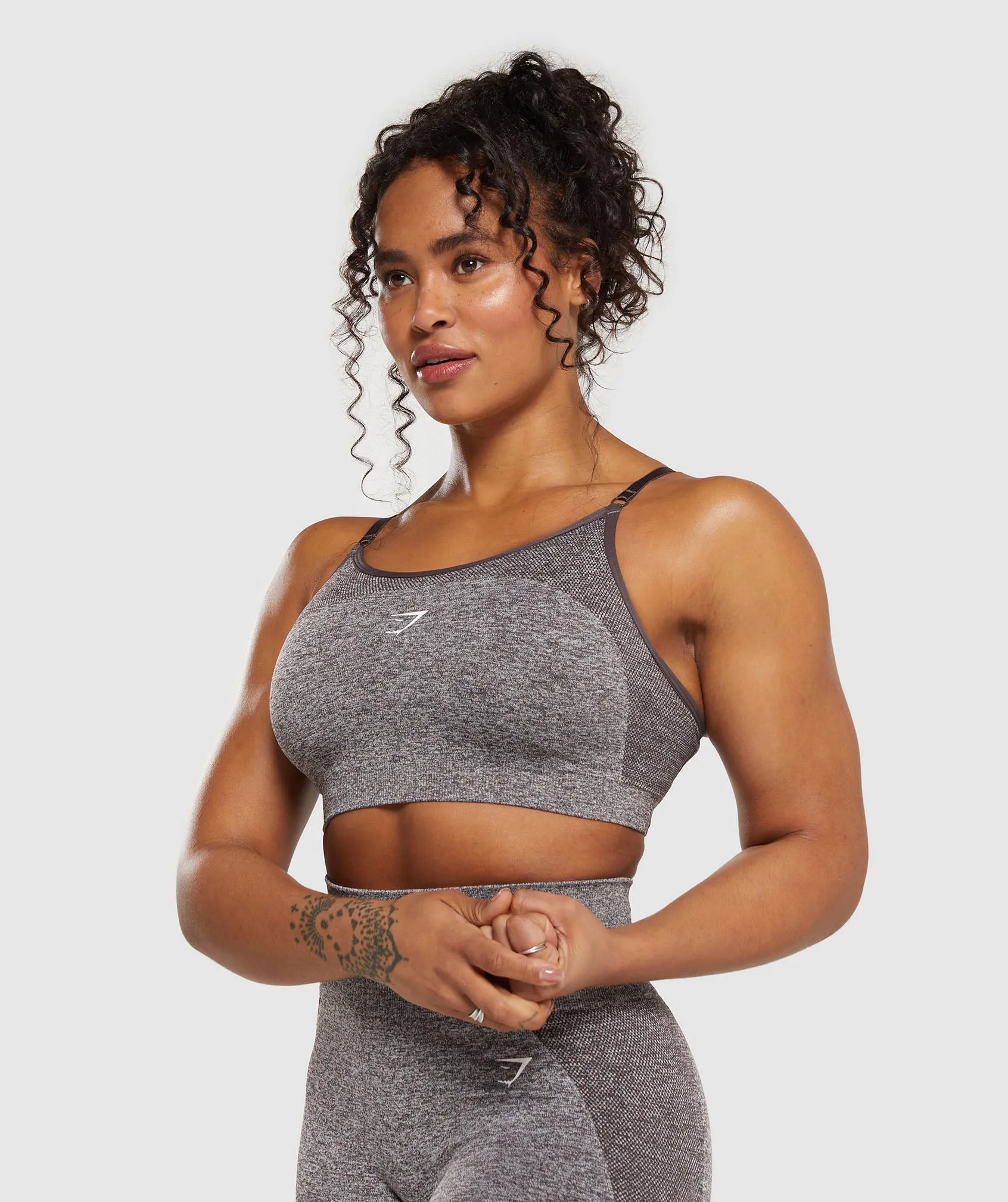 Gymshark Flex Strappy Sports Bra - Greyed Purple/White