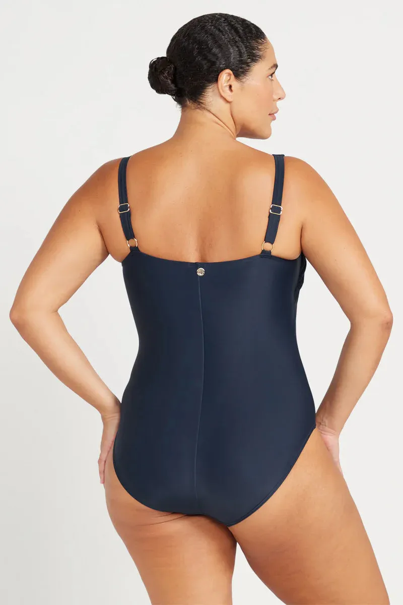 Hues Underwire Swimsuit In Navy - ArteSands