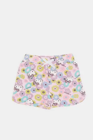 Infant Girls Pink Hello Kitty Print Shorts