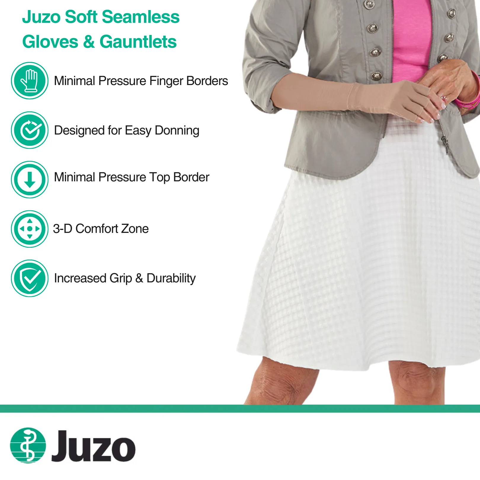 Juzo Soft Seamless Compression Gloves & Gauntlets, 20-30 mmHg, Gauntlet