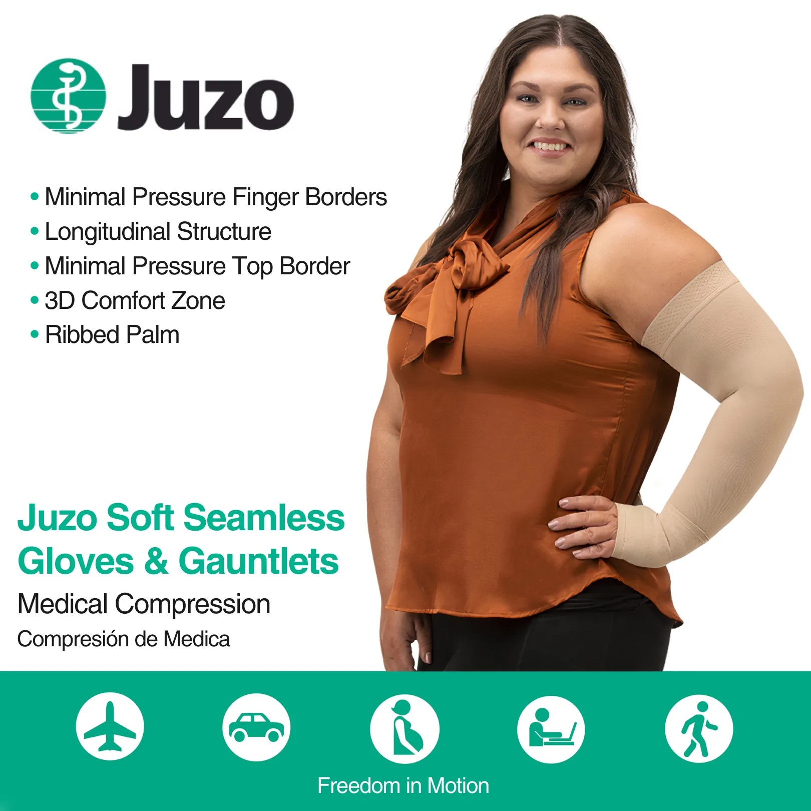 Juzo Soft Seamless Compression Gloves & Gauntlets, 20-30 mmHg, Gauntlet