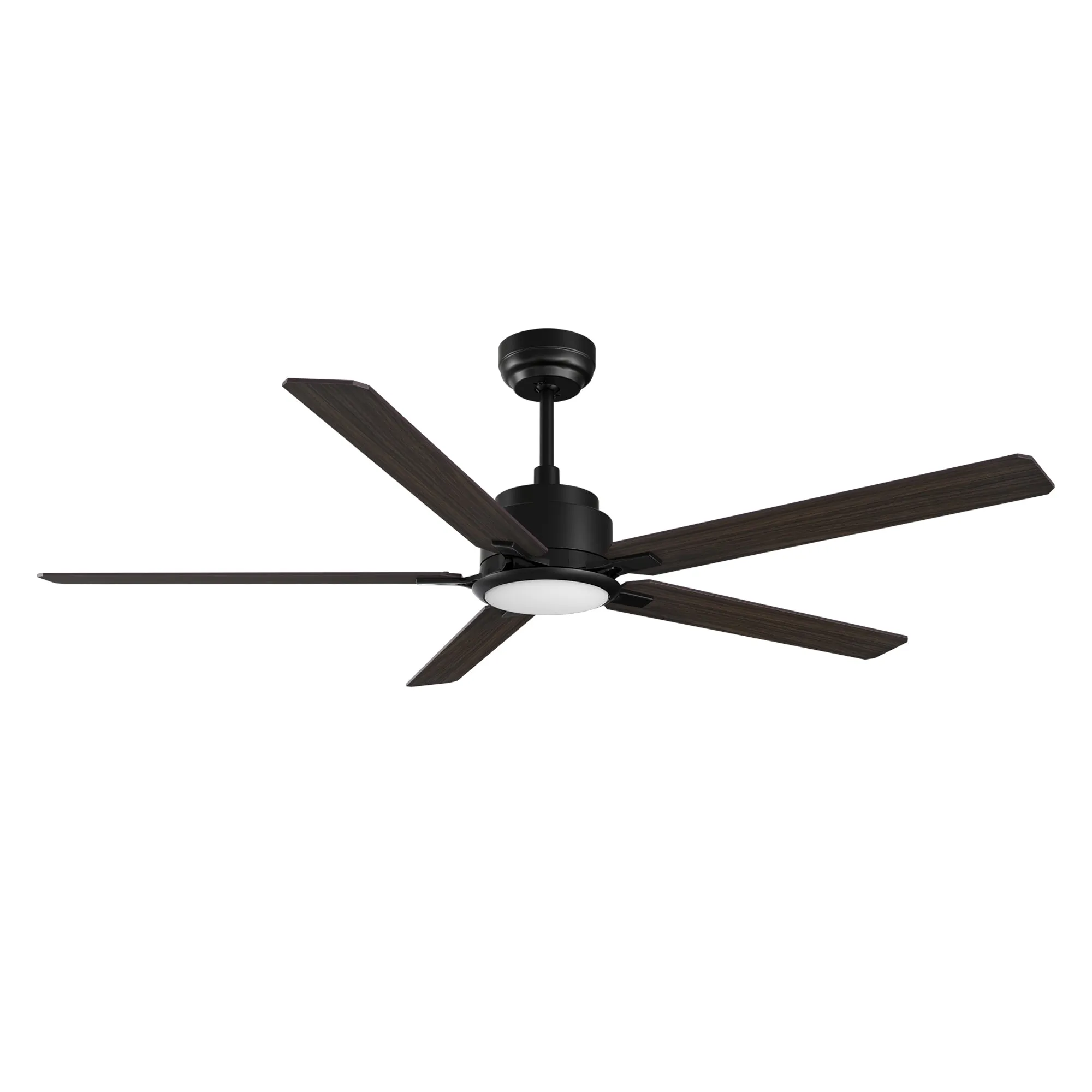 KANNAN 60 inch 5-Blade Ceiling Fan with LED Light & Remote Control - Black/Walnut & Barnwood (Reversible Blades)