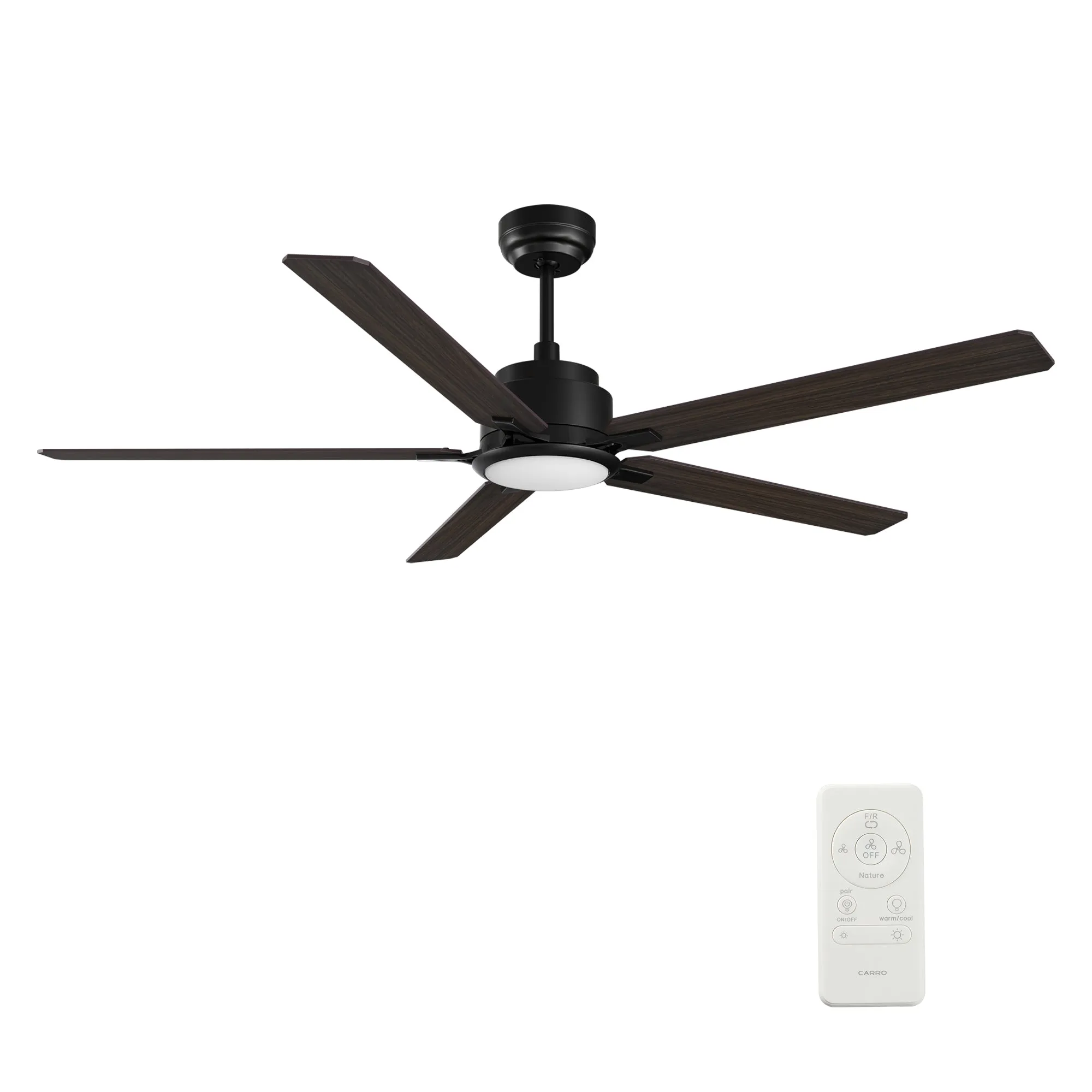 KANNAN 60 inch 5-Blade Ceiling Fan with LED Light & Remote Control - Black/Walnut & Barnwood (Reversible Blades)