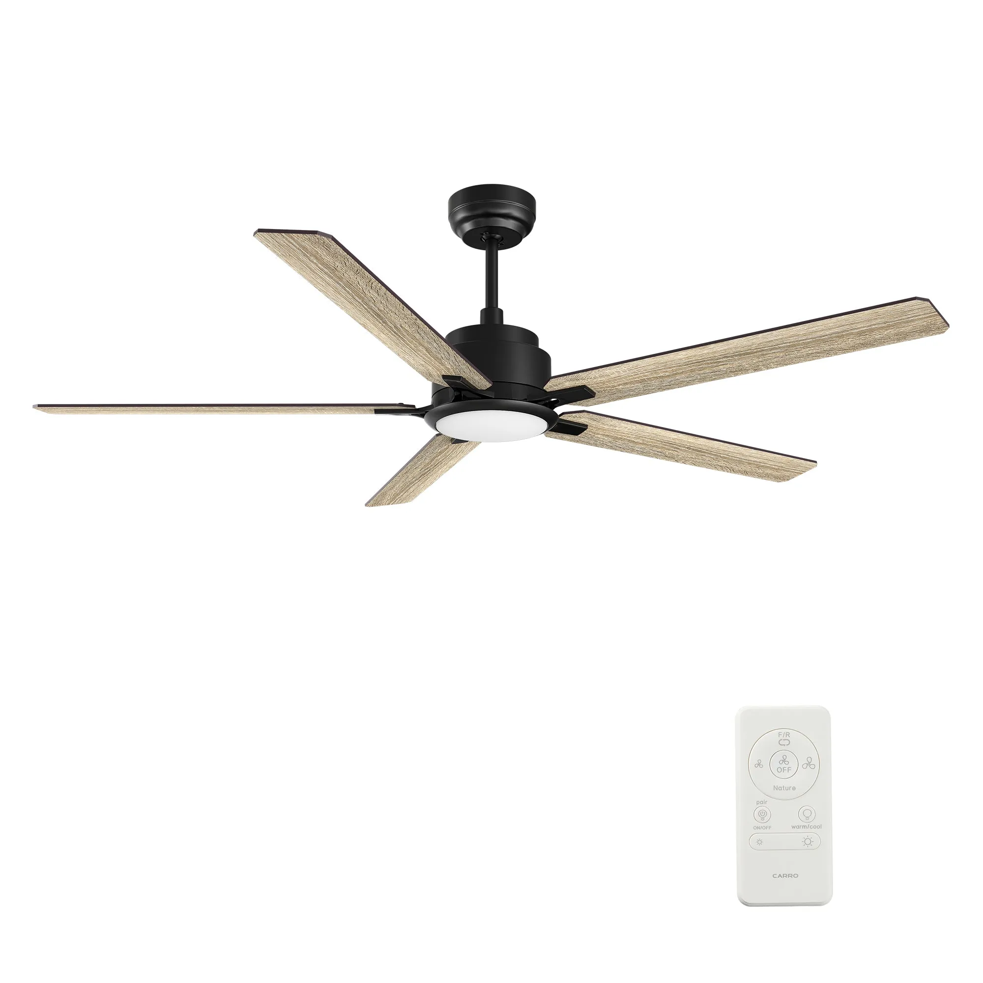 KANNAN 60 inch 5-Blade Ceiling Fan with LED Light & Remote Control - Black/Walnut & Barnwood (Reversible Blades)