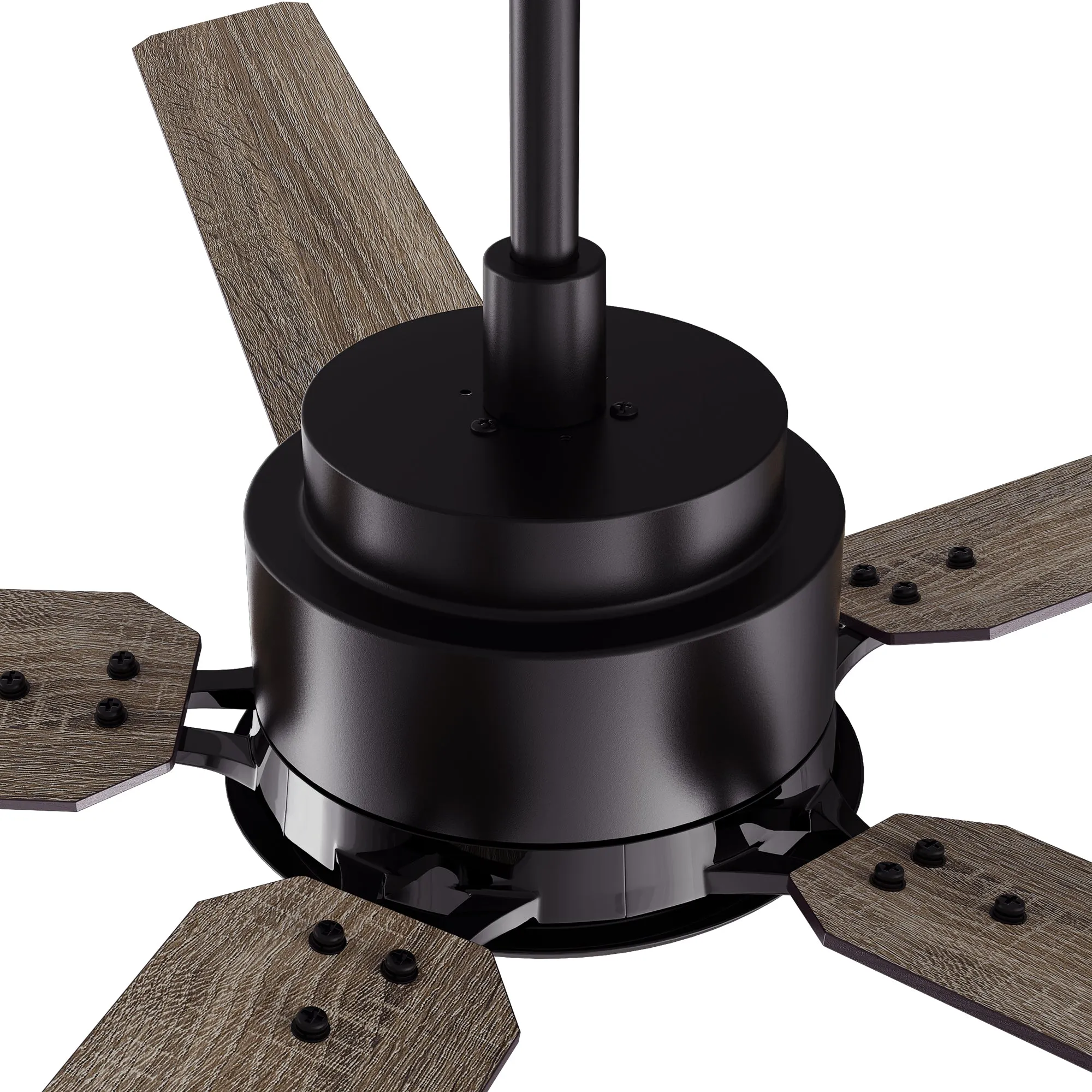 KANNAN 60 inch 5-Blade Ceiling Fan with LED Light & Remote Control - Black/Walnut & Barnwood (Reversible Blades)