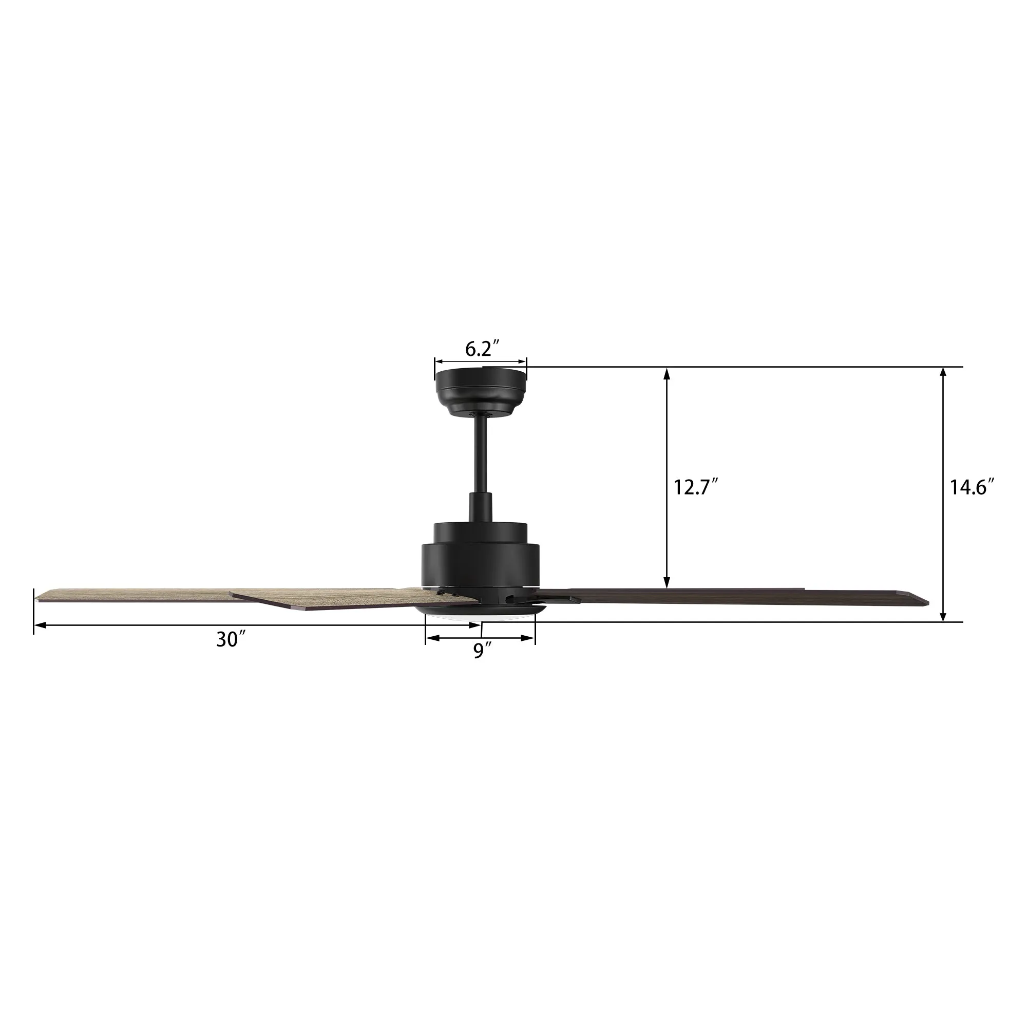 KANNAN 60 inch 5-Blade Ceiling Fan with LED Light & Remote Control - Black/Walnut & Barnwood (Reversible Blades)