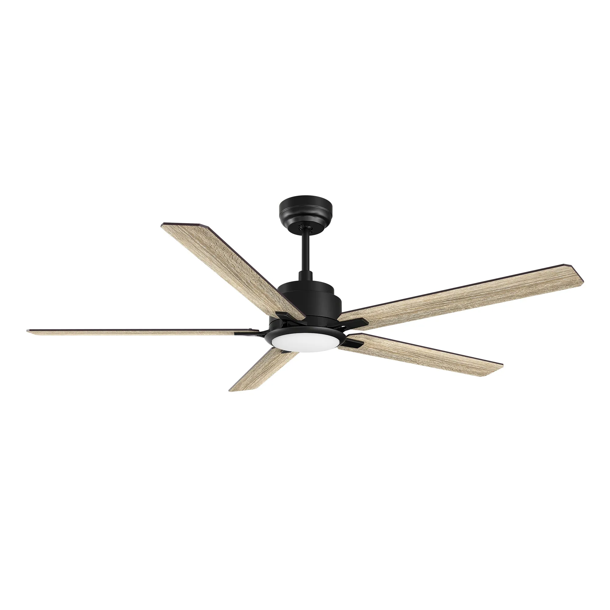 KANNAN 60 inch 5-Blade Ceiling Fan with LED Light & Remote Control - Black/Walnut & Barnwood (Reversible Blades)