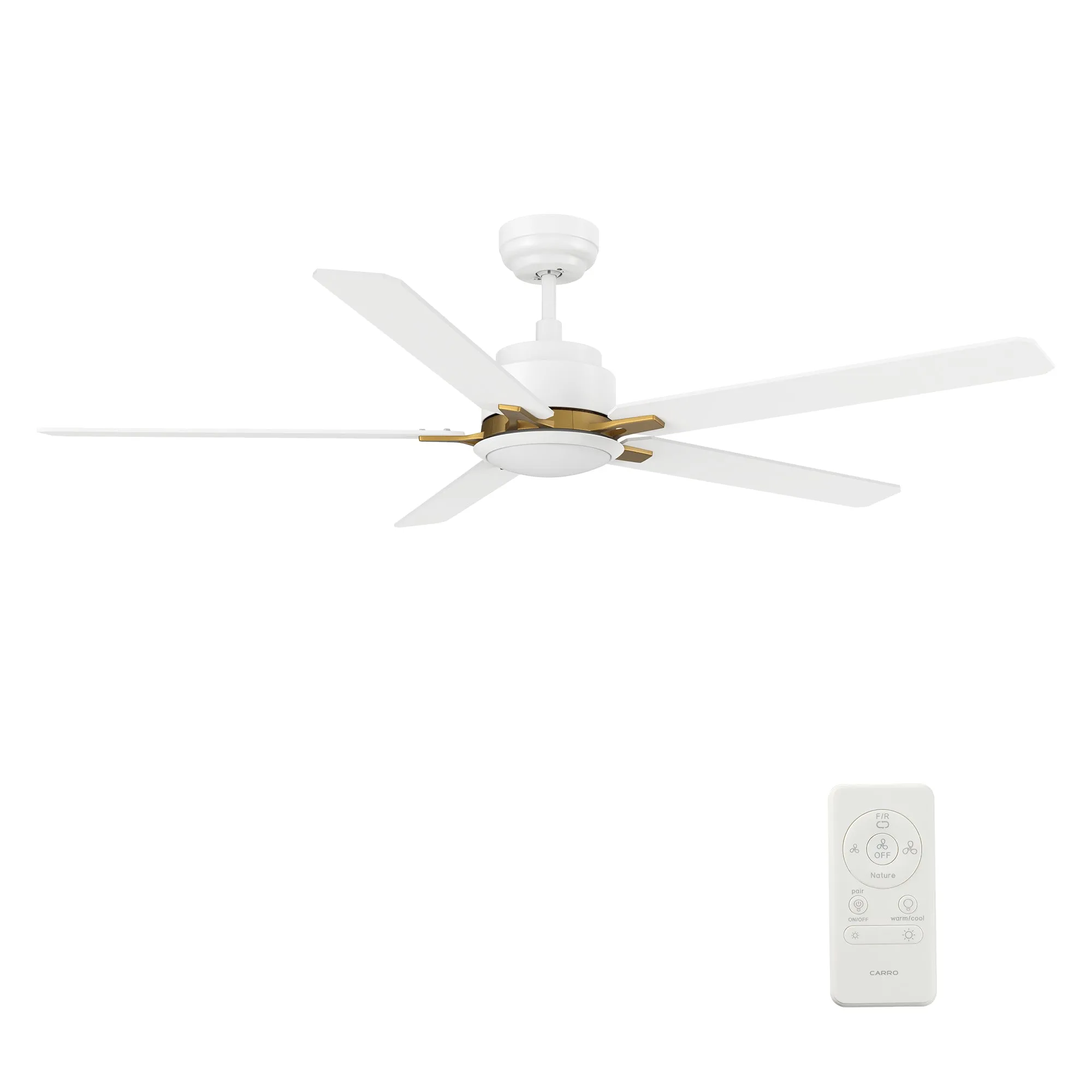 KANNAN 60 inch 5-Blade Ceiling Fan with LED Light & Remote Control - White/White