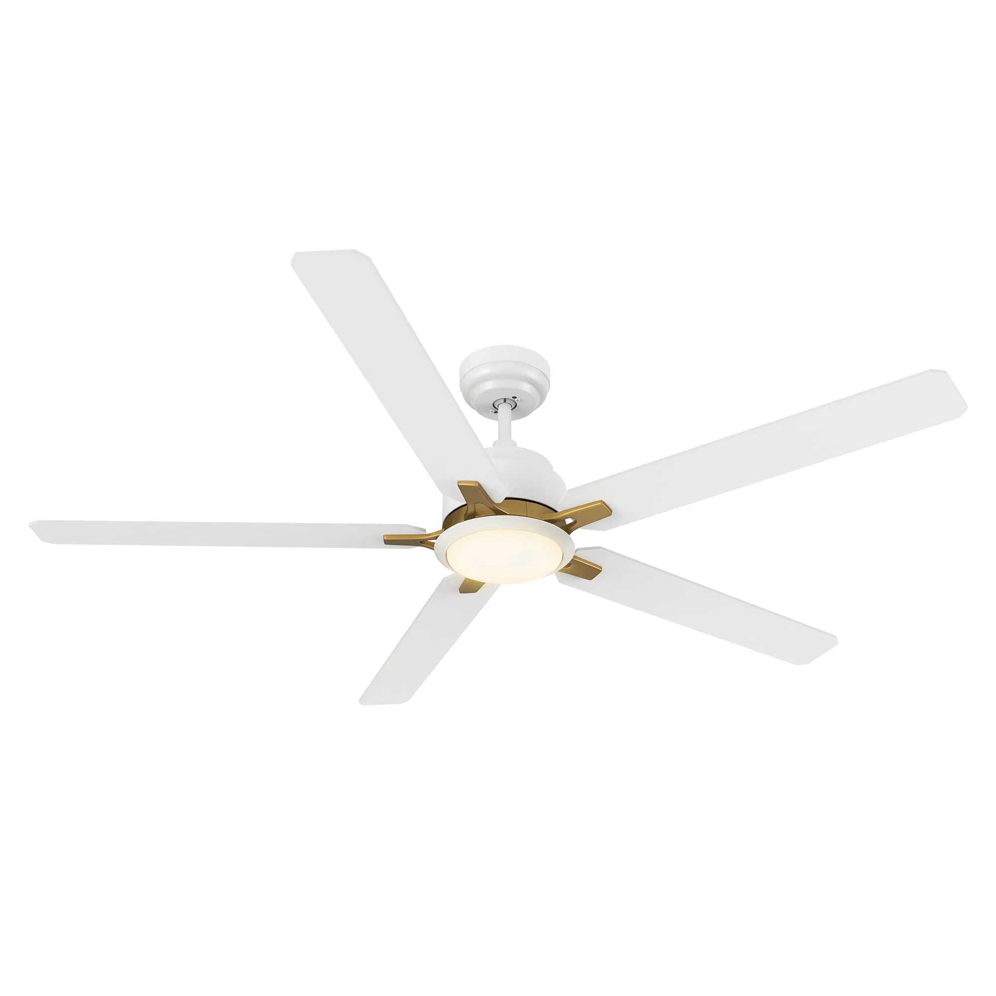 KANNAN 60 inch 5-Blade Ceiling Fan with LED Light & Remote Control - White/White