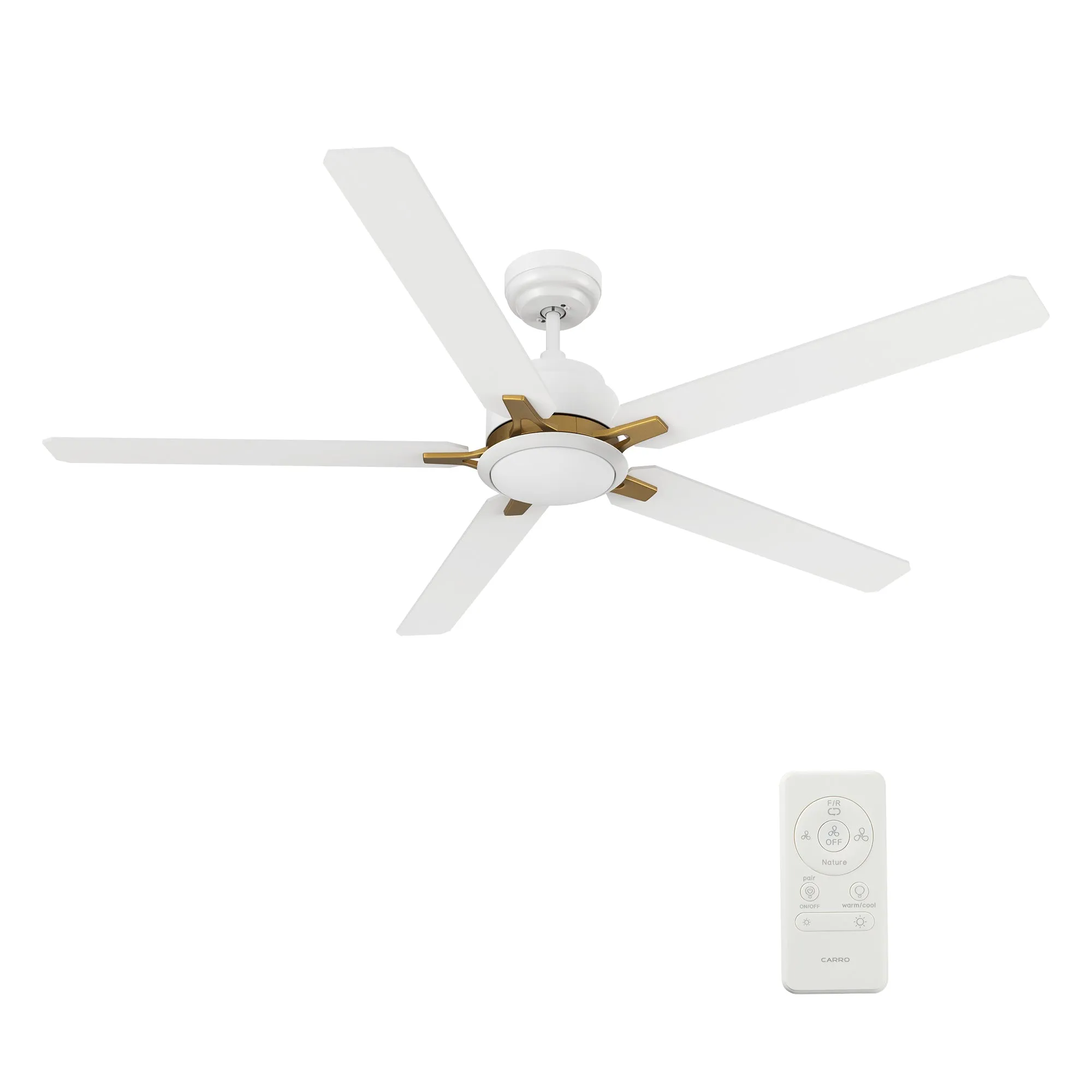 KANNAN 60 inch 5-Blade Ceiling Fan with LED Light & Remote Control - White/White