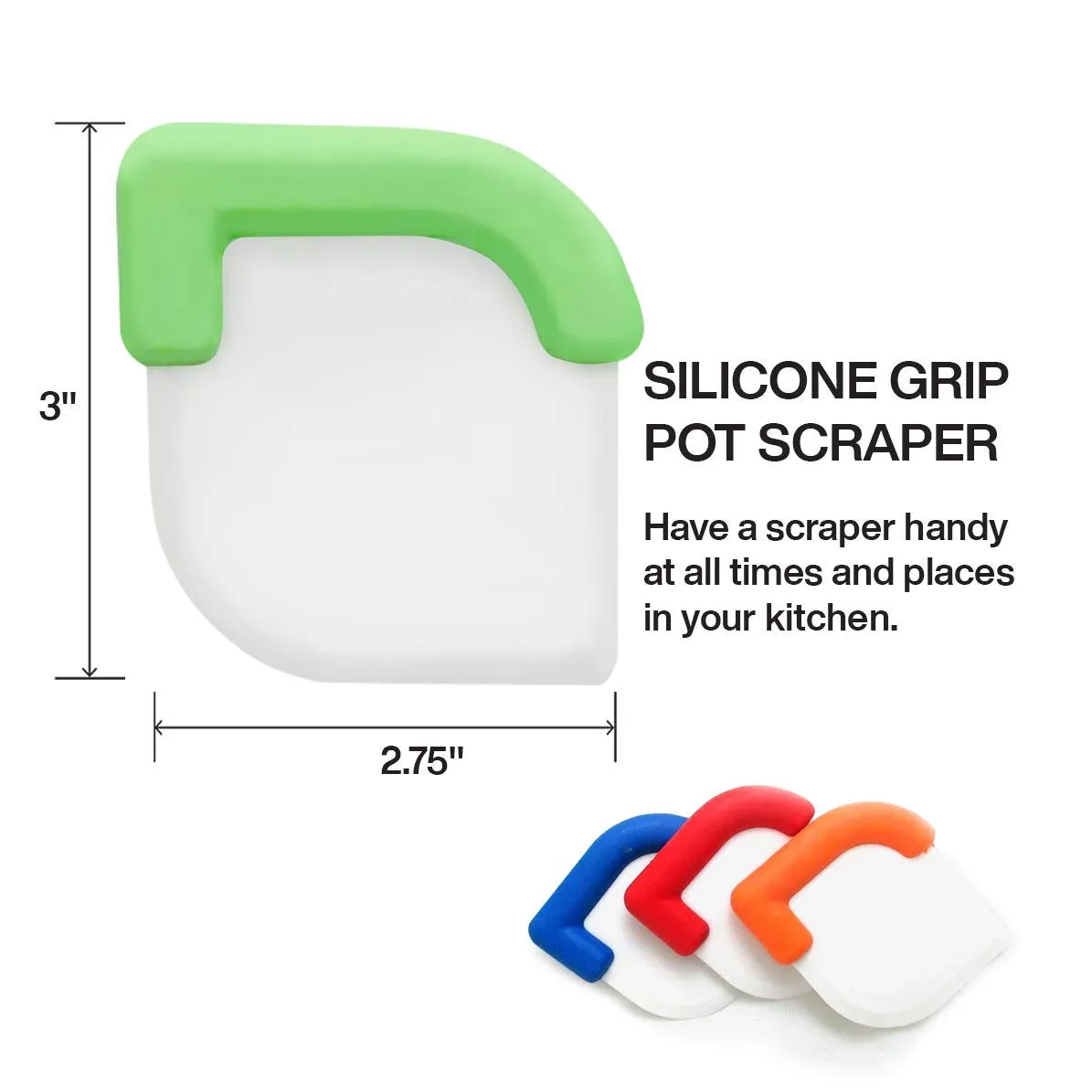 Kitch N Wares Silicone Pot Scraper - Set of 4 Durable Scrapers with Grips - Perfect