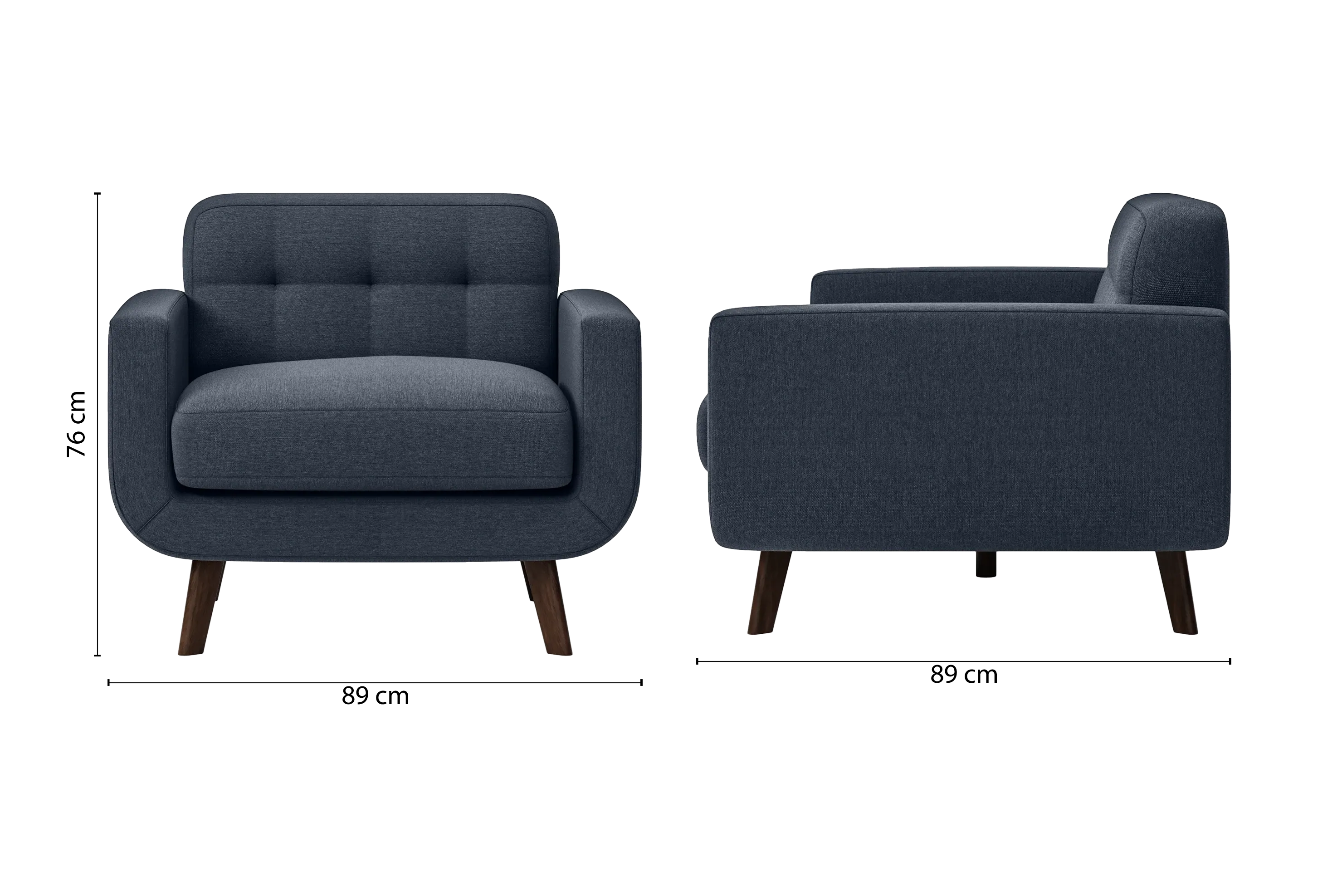 Marsela Armchair Dark Blue Linen Fabric