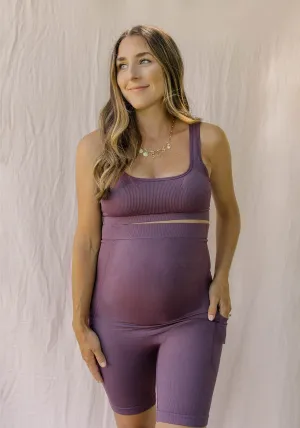 Maternity Biker Shorts   Pockets & Ribbed Bralette