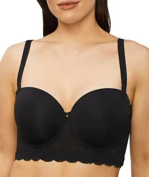 Nancy Ganz Harlequin Strapless Longline Bustier Bra - Black