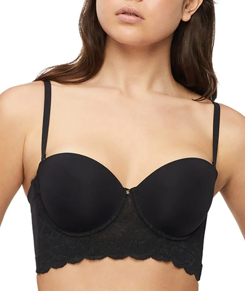 Nancy Ganz Harlequin Strapless Longline Bustier Bra - Black