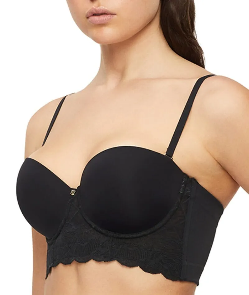 Nancy Ganz Harlequin Strapless Longline Bustier Bra - Black