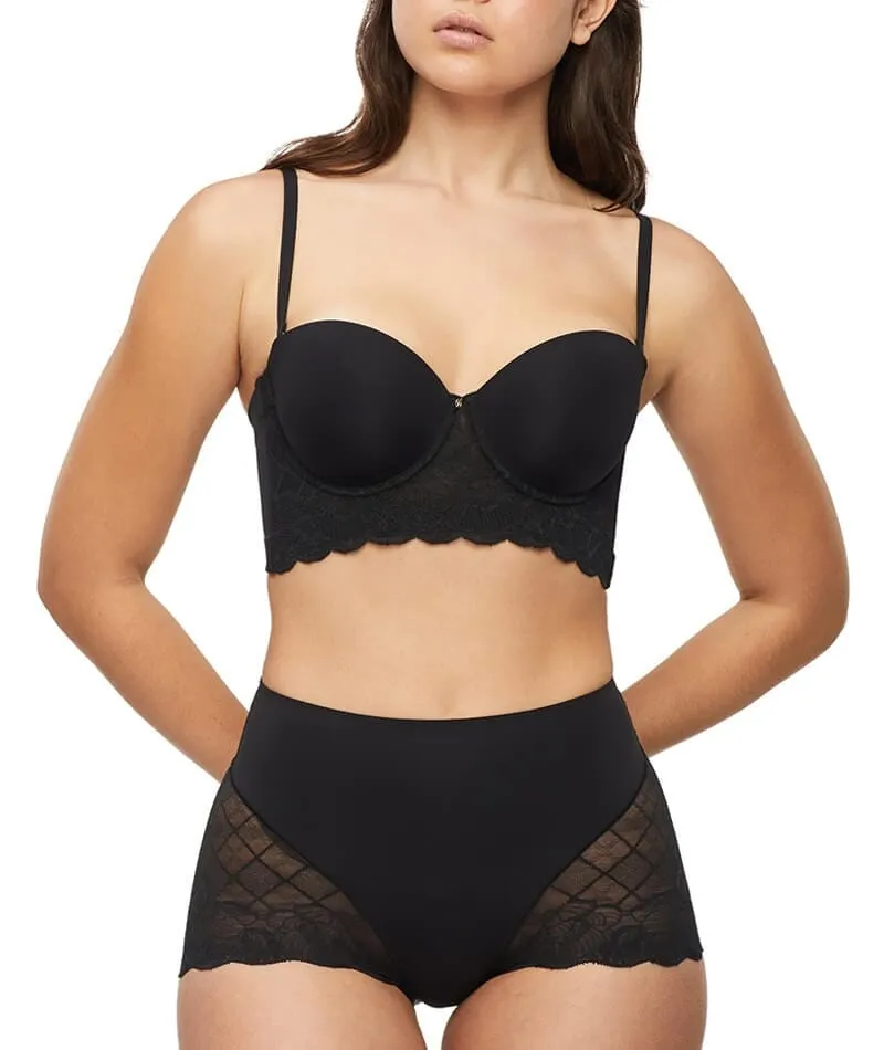 Nancy Ganz Harlequin Strapless Longline Bustier Bra - Black